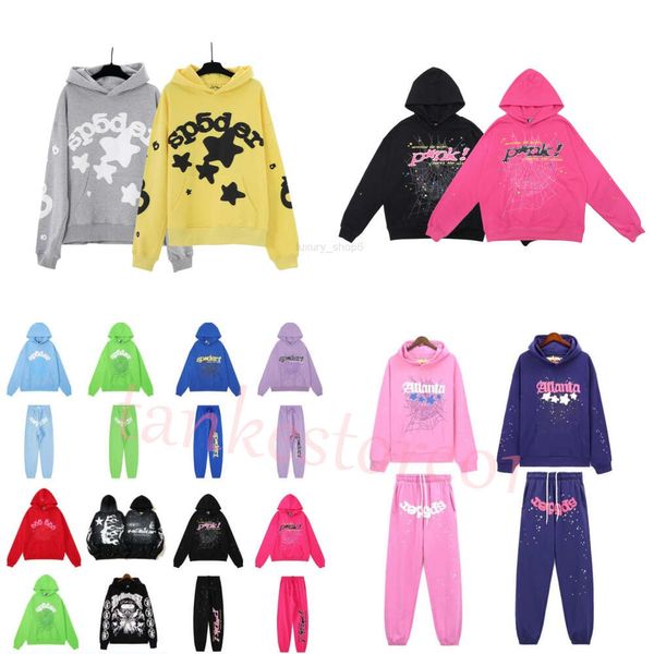 Designer moletom sp5der jovem bandido 555555 trapstar homens mulheres moletom de alta qualidade impressão de espuma aranha web gráfico rosa moletom y2k pullovers s-2xl 50off ~