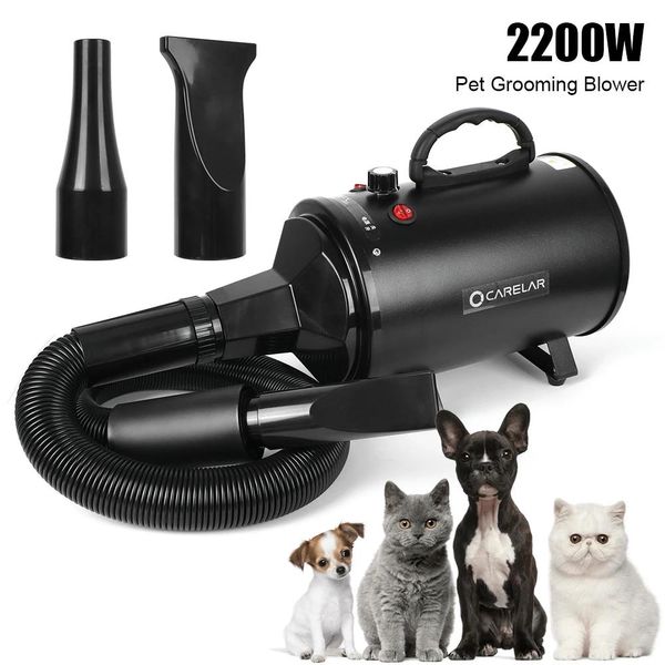 Secadores secador de cabelo para cães 2200w 220v ue plug secador de vento quente para pequeno médio grande cão ajustável secagem cabelo pet gato aliciamento ventilador