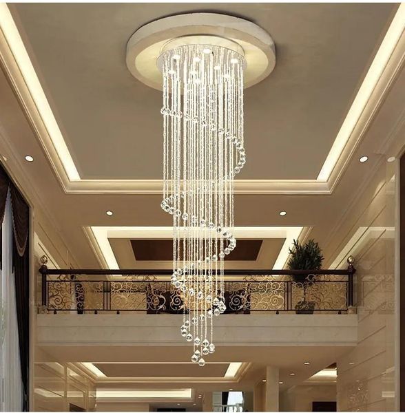 Lustres Lustres en cristal en spirale modernes éclairage goutte de pluie escaliers lustre lampes GU10 luminaires suspendus pour salle à manger intérieur maison