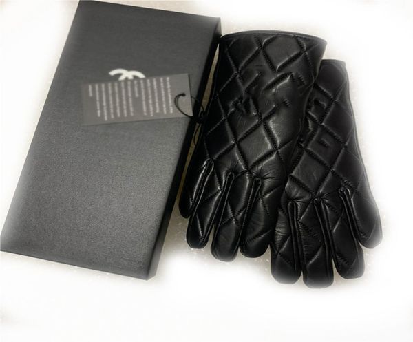 Modische Damen-Handschuhe aus Leder und Woll-Touchscreen, Kaninchenfell, kältebeständig und warme Haut, Fivefinger 100 Leder gl5878214