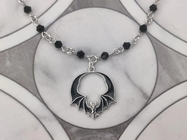 Colares com pingente gótico morcego gargantilha colar preto