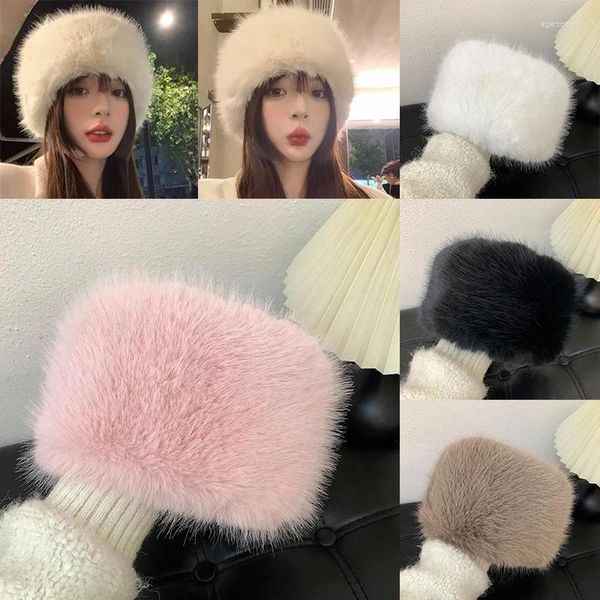 Berretti invernali da donna in pelliccia sintetica cappello di peluche imitazione visone addensato caldo pullover berretto bomber russo cappelli da sci all'aperto