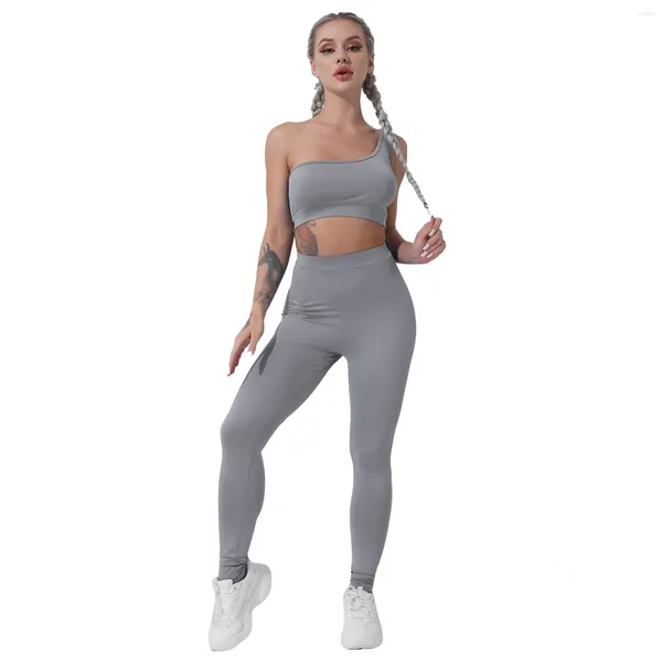 Pantaloni a due pezzi da donna 2 pezzi Completi fitness da donna Push Up Tuta da yoga Abbigliamento da palestra Allenamento sportivo Set Reggiseno sportivo senza cuciture a vita alta