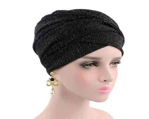 Mulheres índia chapéu muçulmano plissado câncer quimio chapéu gorro cachecol turbante cabeça envoltório boné casual mistura de algodão confortável macio material8827546