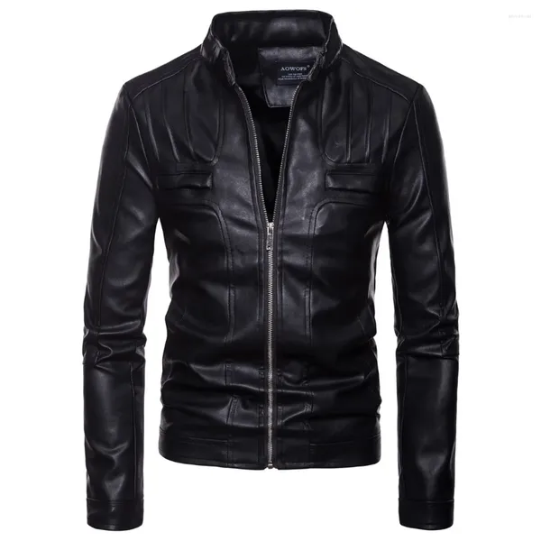 Jaquetas masculinas marca mens couro falso de alta qualidade pu preto marrom 5xl primavera outono homens jaket e casaco