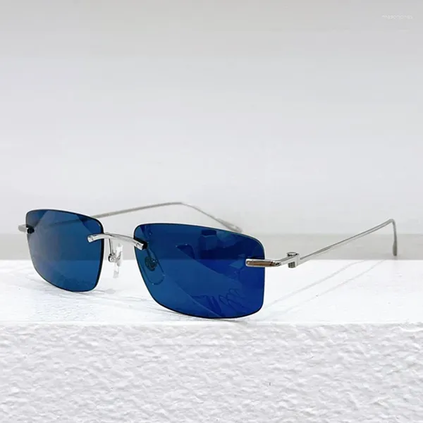 Sonnenbrille 0070O Randlos Rahmenlos CT Frauen Kleine Quadratische Uv400 Einfache Luxus Reines Titan Gold Silber Brillen Für Männer