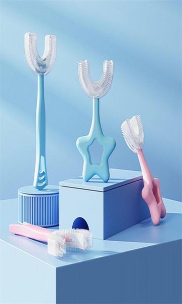 Giocattoli da bagno Bambini Ushape Spazzolino da denti per bambini Pulizia approfondita a 360 ° Morbido silicone Spazzolino da denti Igiene orale Pulizia sanitaria Bru1271663