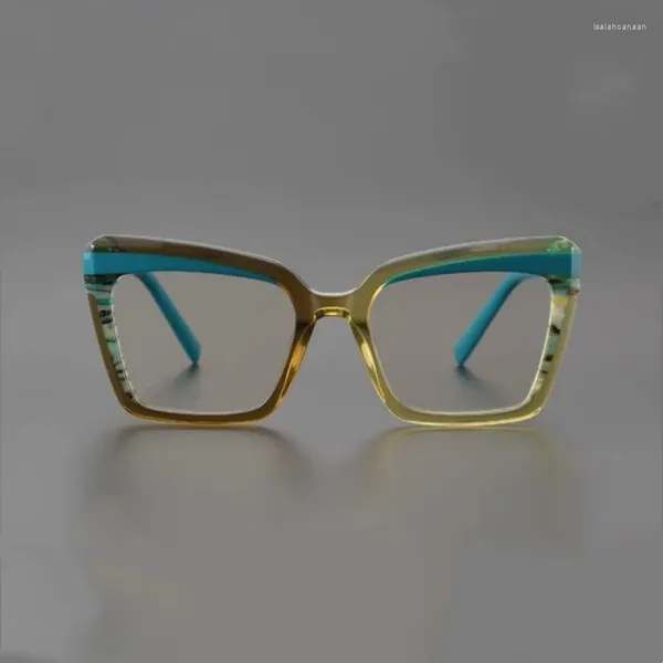 Óculos de sol quadros feminino gato-olho óculos moda grande quadro cor acetato óptico masculino quadrado miopia prescrição