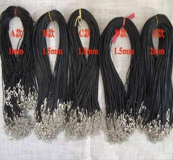 Siyah Kolye Halat Koreli Balmumu Kablosu 10mm 15mm 20mm Deri Kiracı Kolye Kullanın Kolye String DIY Aksesuarları 500PCSLOT5104158