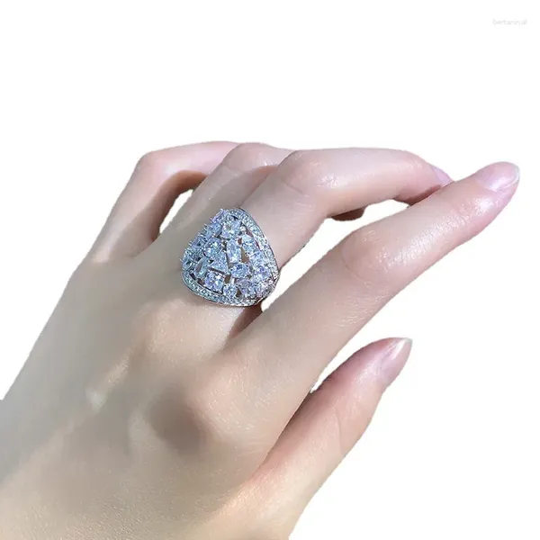 Küme Yüzükleri Springlady Luxury 925 STERLING Silver Diamond CZ Nişan Düğünü Kadınlar Erkek Parti Mücevherleri