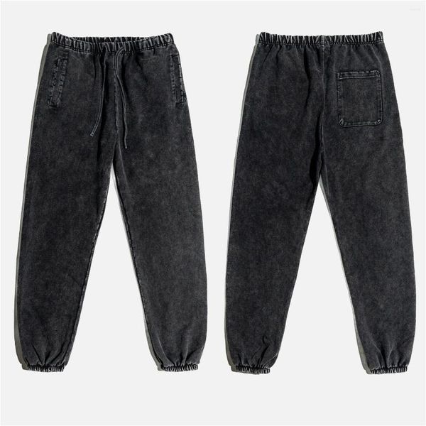 Calças masculinas Vinatge outono inverno homens 420gsm sweatpants unisex retro solto lavado pesado cordão corredores