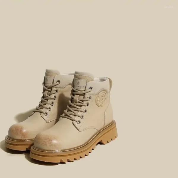 Botas redondas dedo do pé retro estilo britânico outono escuro marrom série tornozelo inverno mulheres meados de salto luxo fanshion sapatos para 2023