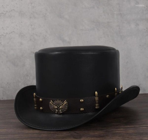 Береты, кожаный цилиндр, традиционные шляпы-федоры для женщин и мужчин, волшебник в стиле стимпанк, кепки для косплея, дропшиппинг, 3 размера, 13 см2251748