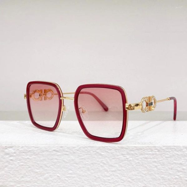 Óculos de sol acetato de metal quadrado grande quadro feminino 245sr elegante strass óculos masculinos 7 cores vermelho verde preto laranja bege