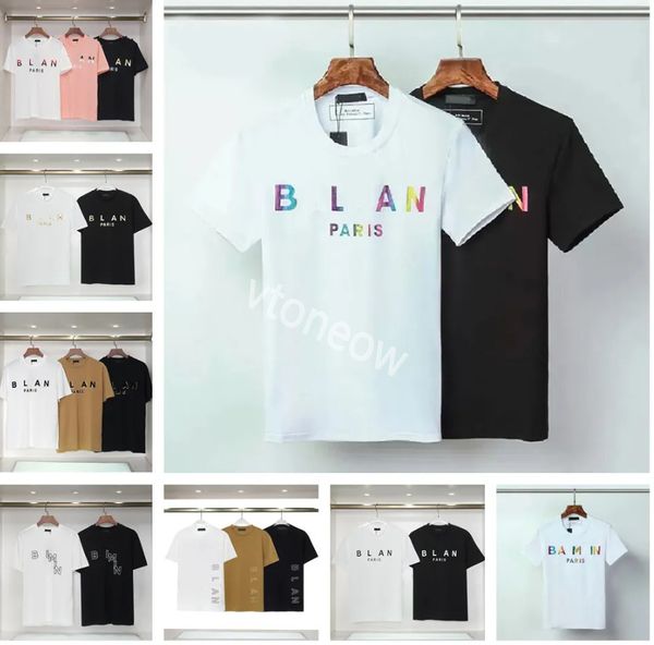 24SS Camiseta Designer Camiseta Luxo Mens T-shirt Preto Branco Cor Letras Puro Algodão Emagrecimento Respirável Anti-pilling Manga Curta Homens Mulheres TThe Moda Lazer