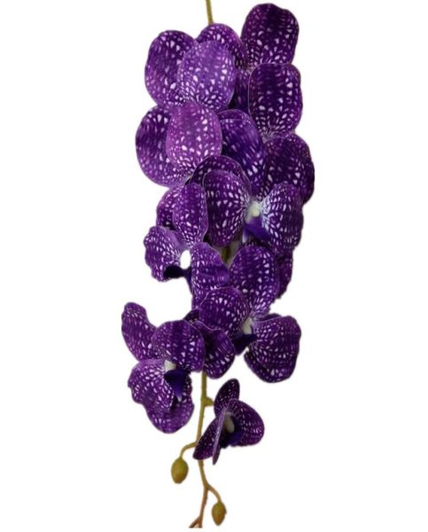 2 Stück künstliche, hochwertige Vanda-Orchideen aus Latex, 9 Köpfe, fühlen sich echt an, asiatische Phalaenopsis für Zuhause, Blumendekoration, Y01041095191