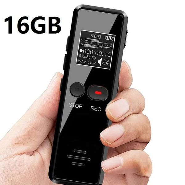 Gravador Gravador de voz digital profissional com tela LCD 8GB 16GB Gravador digital ativado por voz Ditafone com MP3 player Ruído vermelho
