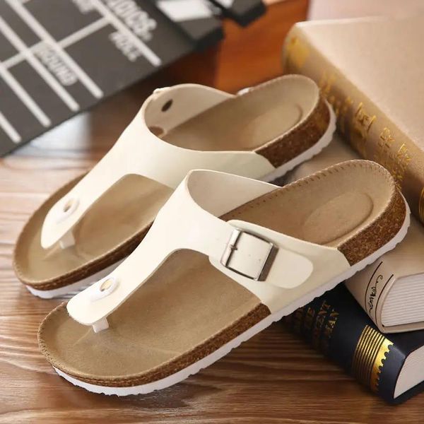 Saltos grandes tamanho 12 3545 marca unissex casais de cortiça flipflops de verão clipe de ponta de praia chinelos de praia cinturão sandálias femininas casuais