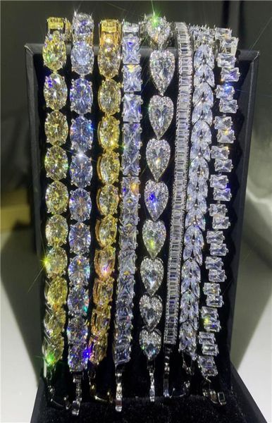20 Stil trendige weibliche weißes Gold gefüllt Armband Diamant Zirkon CZ Silber Farben Hochzeit Armbänder für Frauen Mode Jewerly4943243