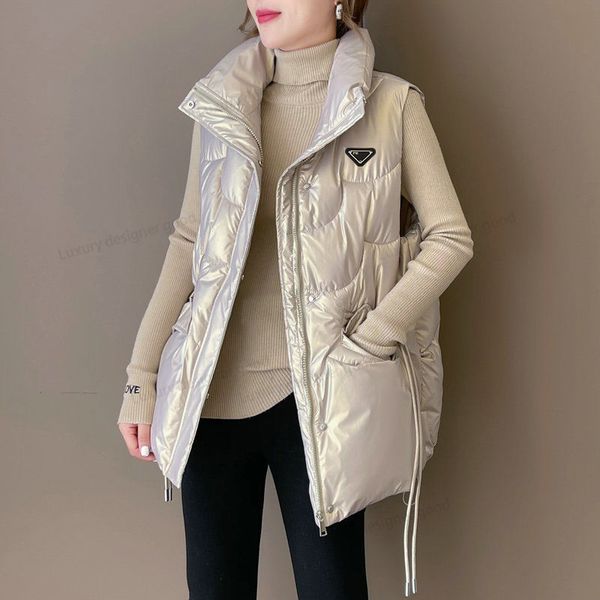 Piumino con cappuccio da donna di design Gilet Autunno e inverno Piumini da donna Cappotto Colletto alla coreana Parka casual