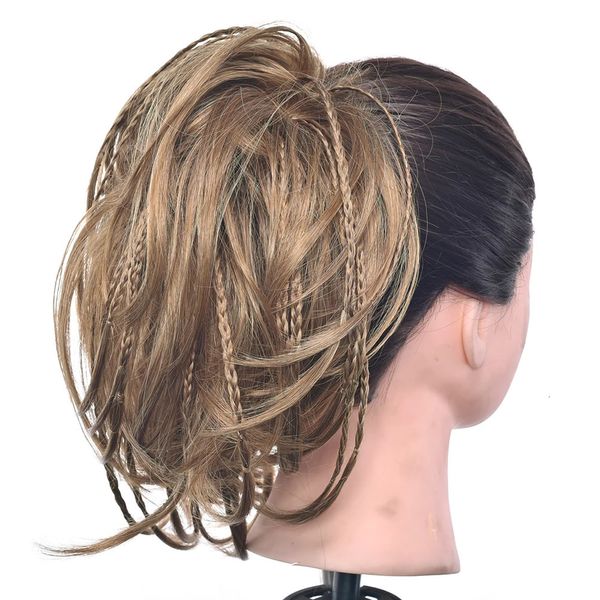 Soowee feminino cabelo sintético hairband scrunchie bun chignon fibra de alta temperatura trança donut rolo bandana 231226