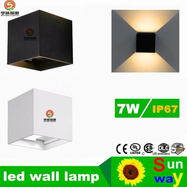 Lampade Lampada da parete per esterni impermeabile 7W Sorgente LED su e giù Illuminazione Moderna e minimalista per interni ed esterni Ingegneria Portico Luce da giardino li