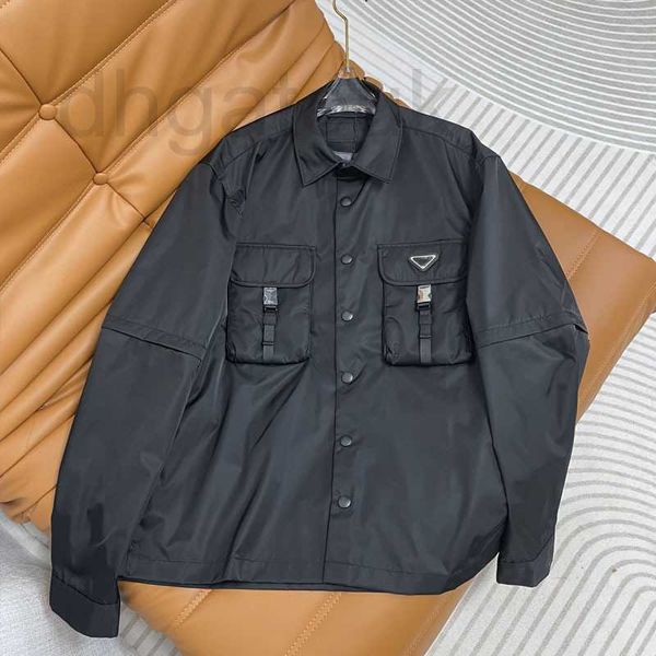 Camisas casuais masculinas designer marca 2023 outono novo estilo de trabalho solto tendência flip colarinho casaco flz0