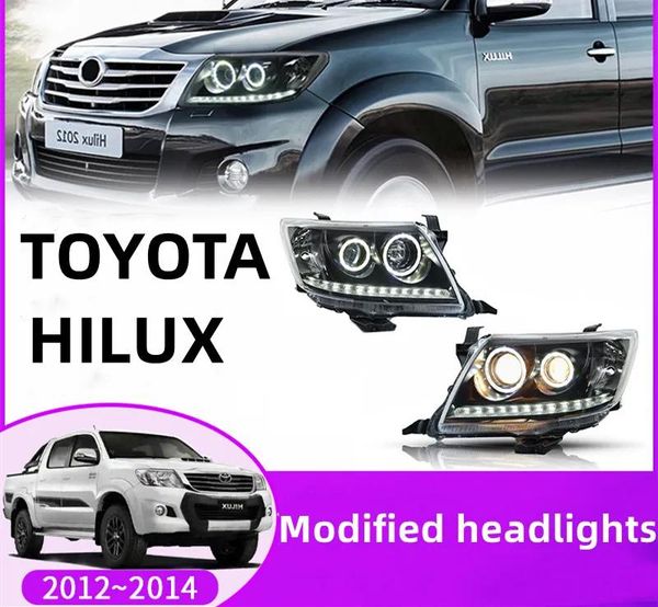 Светодиодные фары для Toyota Hilux 20 1220 14, фары с бифокальными линзами, дальний свет, сигнальные ходовые огни, замена