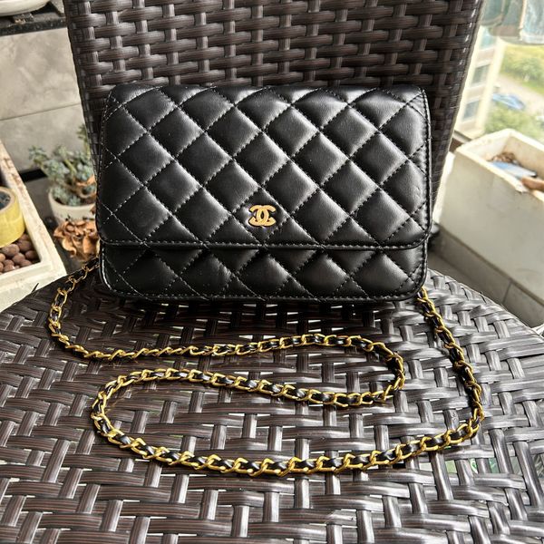 12A Atualização Espelho Qualidade Clássico Mini Quadrado Flap Bolsa Mulheres Couro Genuíno Caviar Pele De Cordeiro Acolchoada Bolsa Designer Bolsa Preta Bolsa De Ombro Bolsas De Corrente De Ouro