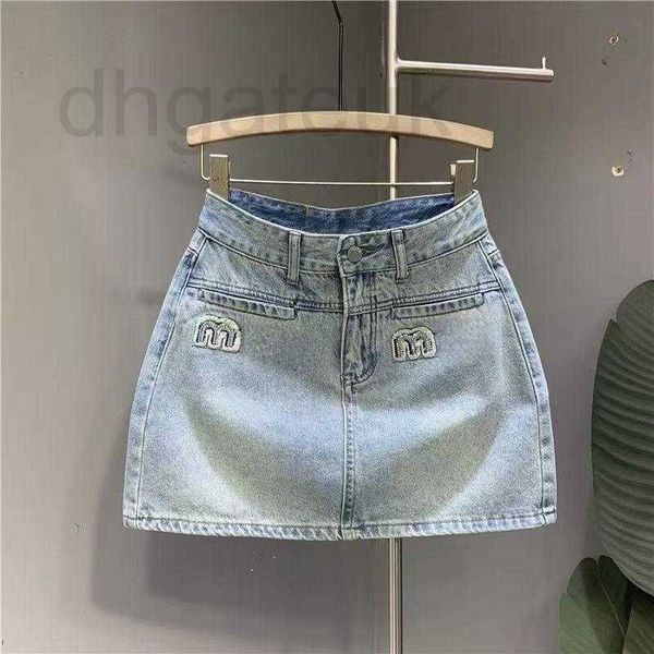 Röcke Designer Damen mit Gürtel, hoher Taille, geteilter Minirock für Damen, Suer, koreanische Denim-Jeans, Damen, Blau, Streetwear, Haruku 3R2Z