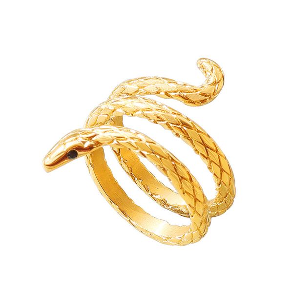Kreativer Damen-Schlangenring aus Edelstahl, vergoldet, 18 Karat Gold, modischer Party-Schmuck