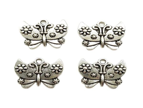 Lot 100 Stück Schmetterling Antik Silber Charms Anhänger DIY Schmuckzubehör für die Schmuckherstellung Armband Halskette Ohrringe 2125mm5515369