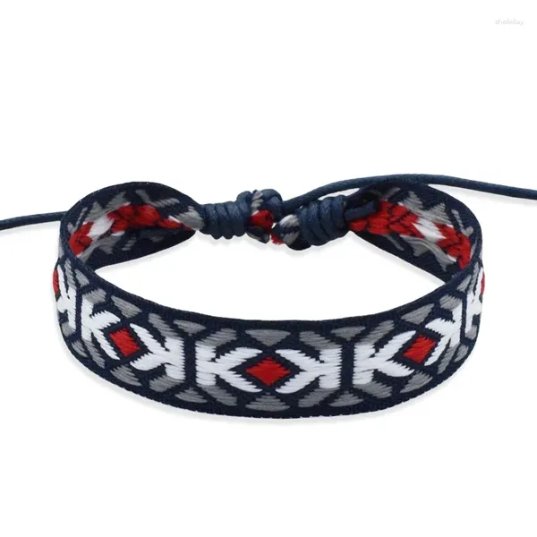 Charme pulseiras mão tecer trançado boho pulseira vintage padrão geométrico boêmio retro corda corda yoga tecido étnico
