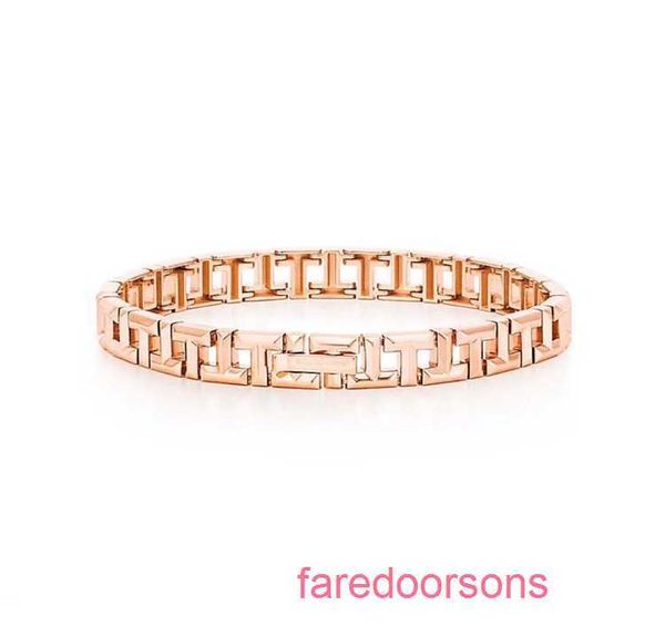 Tifanismo popular pulseira de designer de luxo carta mão pulseira 18k rosa ouro platina casal asiático personalizado moda simples e grande com caixa original