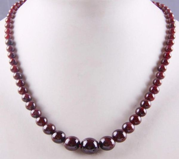 Natürliche Granat-Halskette mit abgestuften runden Perlen, 43,2 cm, Schmuck zum Verschenken, F190, Ketten 1901191