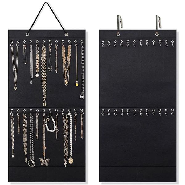 Armbänder Halskette Organizer Hängender Schmuck Organizer Filz Dekorative Wandmontage Ohrringe Armband Aufbewahrung Display Halter mit 24 Haken