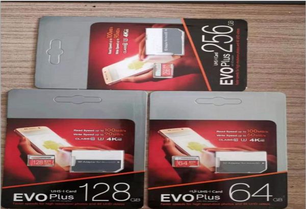 Neue EVO Plus 256 GB 128 GB 64 GB 32 GB Speicherkarte UHSI U3 Trans Flash TF-Karte mit Adapter Einzelhandelspaket 4960456