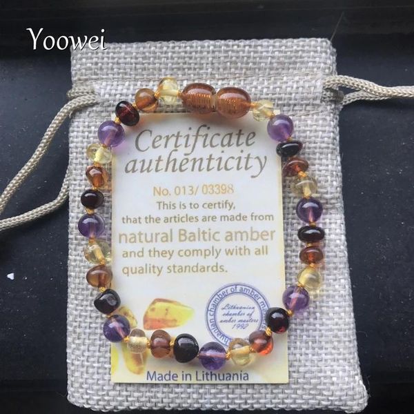 Andere Yoowei 9 Farbe Baby Bernstein Armband/Halskette natürliche Amethyste Edelsteine Erwachsene Baby Kinderkranker Bastikum Bernsteinschmuck Großhandel Großhandel