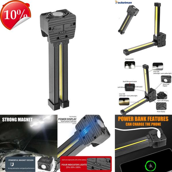 Neue tragbare Laternen falten Arbeitslicht Outdoor Campinglicht USB wiederaufladbare Taschenlampe -Wartung Licht mit Haken Notlage Lampe Lampe