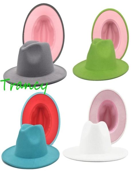 Шляпа салатового цвета, розовая, панамская фетровая кепка в стиле джаз-церковь, женская шляпа fes для мужчин, 2206235518612