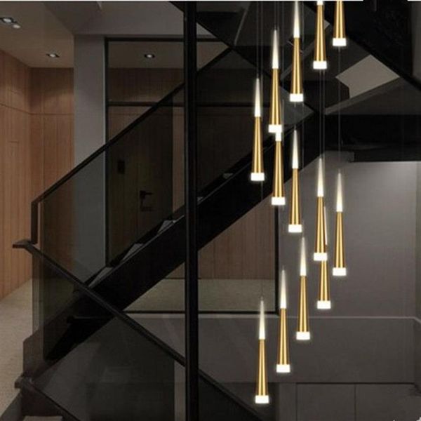 Lustre moderno de escada, 85-265v, 5 cores disponíveis, chuva de meteoros, lobby para sala de jantar, pingente, lâmpada 308z