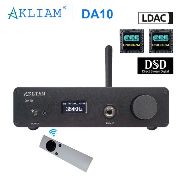 Konnektörler Akliam DA10 Dual ES9038Q2M DAC QCC5125 Bluetooth LDAC DSD512 Ses Dekor Çözücü Çubuk Yağmur Ses TPA6120 Kulaklık Amplifikatörü