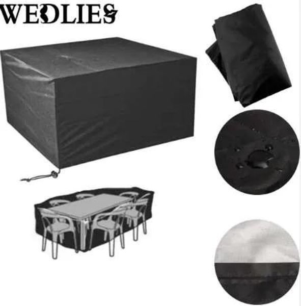 Pano quadrado ao ar livre pátio pvc poliéster capa de móveis à prova dwaterproof água 6 lugares capa de cadeira de mesa preto pano de mesa suprimentos de jardim