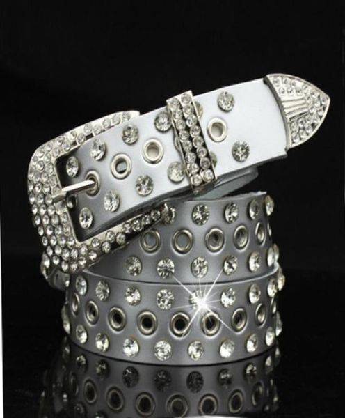 Yeni Modaya Moda Lüks Tasarımcı Güzel Elmas Zirkon Gümüş Deri Kemer Kadın için 110cm 36 ft 30 Modeller4368484