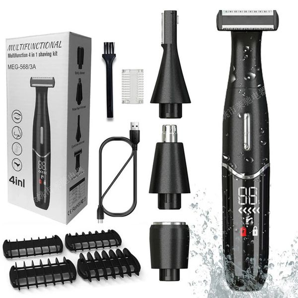 4 em 1 removedor de pêlos elétrico recarregável Lady Shaver Nariz Aparador de pêlos Sobrancelha Shaper Perna Axila Bikini Trimmer Mulheres Depilador 231225