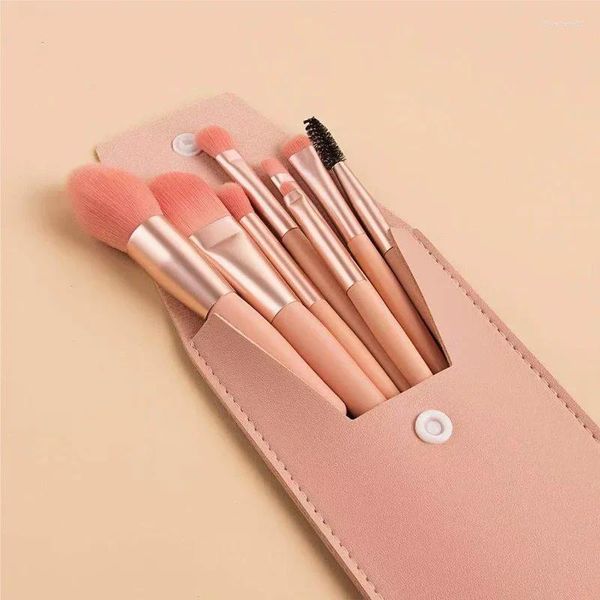 Pennelli per trucco 8 pezzi Set rosa Vegan Sopracciglio Ciglia Polvere Sintetica Pennello per fondotinta Strumenti per trucco per donne