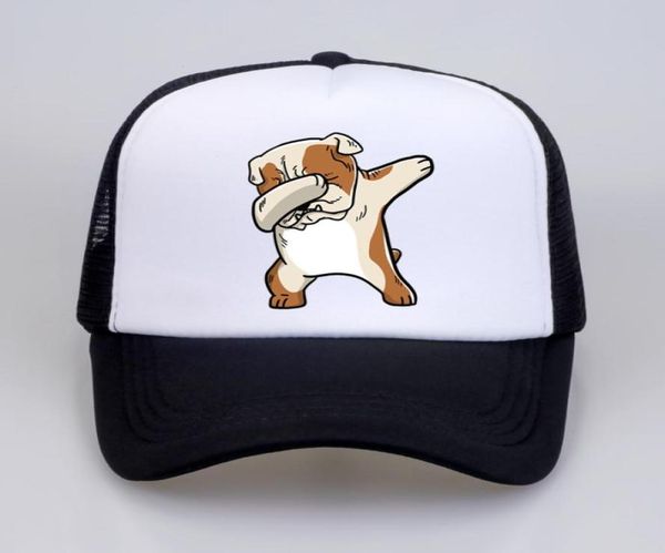 Dabbing Bulldog print feminino boné de beisebol verão legal papai chapéu malha caminhoneiro chapéu ajustável masculino cartoon bulldog engraçado hats66982798190481