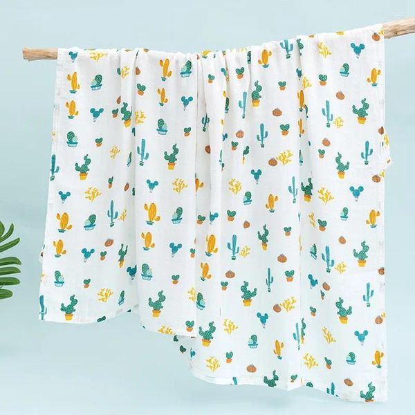 Cobertores 1 PCS Padrão Animal 110cm Algodão Gaze Capa Toalha Nascida Dupla Camada Cobertor Musselina Swaddle Infantil Coisas de Bebê