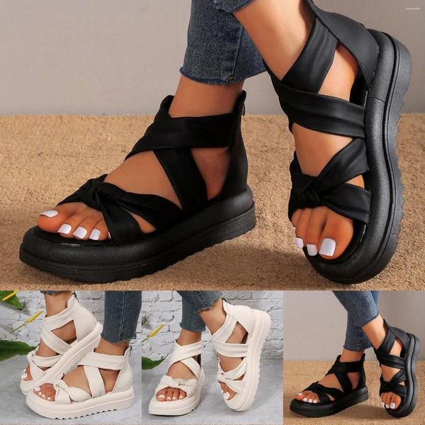 Sandalen Coole weibliche weiche Sohlen rutschfeste Abnutzung Keilabsätze für Frauen Walk Pro Damen Plattform mit offener Spitze