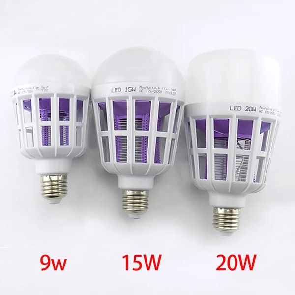 Lampen 9W 15W 20W LED-Moskito-Mörder-Birnenlampen 2-in-1-LED-Lampen Licht E27 für den Innenbereich Anti-Mücken-Abwehrmittel Bug Zapper AC 175~2